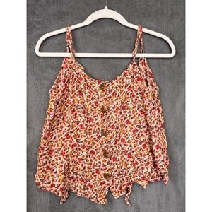 Daytrip Womens Floral Button Front Cami Top Orange Red Yellow Boho‎ Size Large